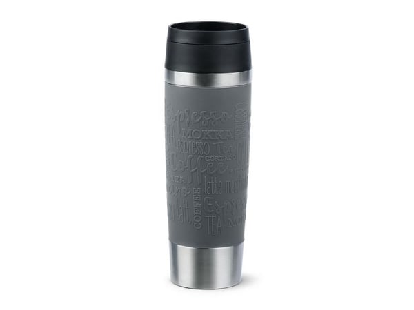 emsa isolert krus TRAVEL MUG Classic, 0,5 L., peppergrå, høykvalitets, vakuumisolert rustfritt stålhus, skyllebar - 1 stk (N20223)