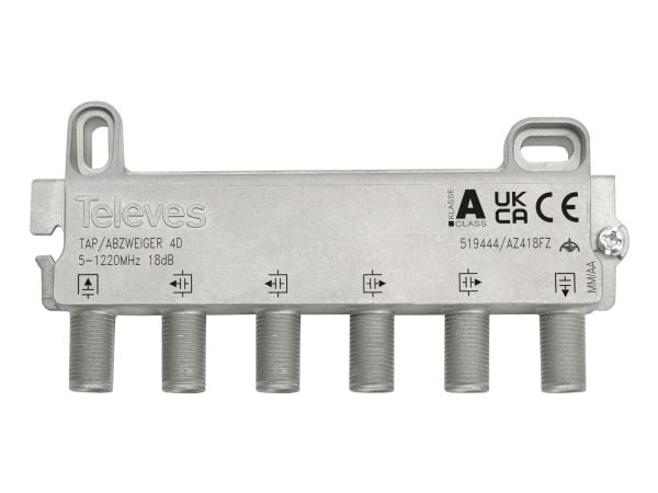 Televes 519444, Type F, Hunkjønn, 5 - 1220 MHz, Rustfritt stål, 109 mm, 18 mm