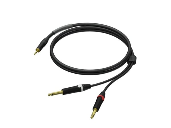 PROCAB PRA713/3, 3.5mm, Hankjønn, 2 x 6.35mm, Hankjønn, 3 m, Sort