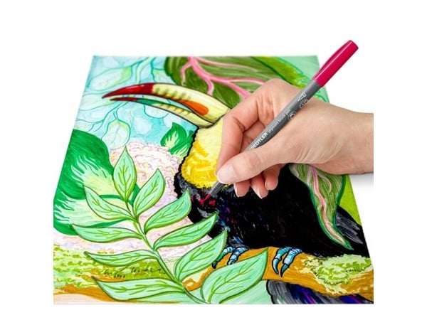 Staedtler Pigment Arts Pen, 60 farger, Flerfarget, Pensel tupp, Rund, Resirkulert plast, Vann-basert blekk
