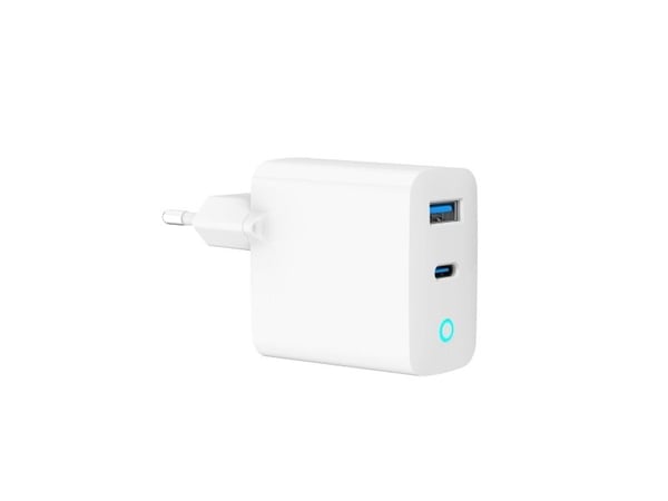 Gembird 2 Port 30W GaN USB Schnellladegerät LED Weiß TA-UC-PDQC30L-W-01, Sisätila, AC, Valkoinen