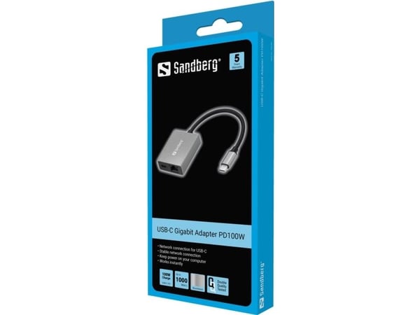 Sandberg - Nettverksadapter - USB-C - Gigabit Ethernet