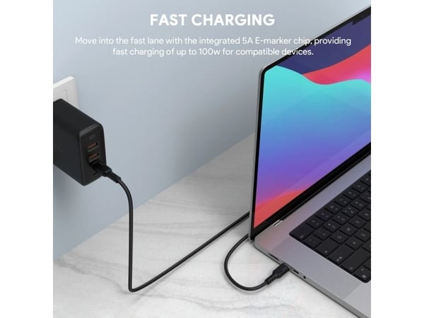 Aukey USB-kabel Aukey CB-KCC101 USB-C til USB-C-kabel 1m (svart)