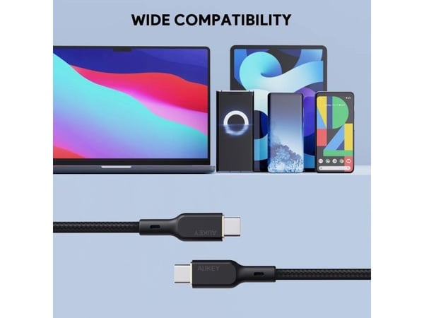 Aukey USB-kabel Aukey CB-KCC101 USB-C til USB-C-kabel 1m (svart)