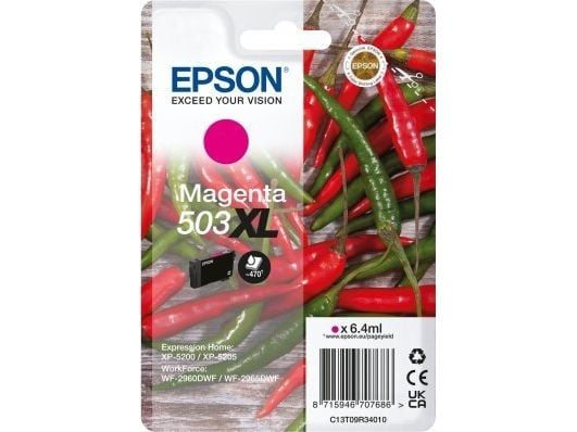 Epson 503XL - 6.4 ml - XL - magenta - original - blære med RF/lyd-alarm - blekkpatron - for Expression Home XP-5200, XP-5205; WorkForce WF-2960DWF,...