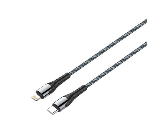 ColorWay - USB-kabel - USB-C (hann) til Lightning (hann) - 3 A - 1 m - Rask lading, Apple Lightning Power Delivery (30W) - grå