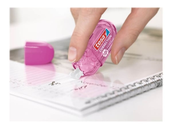 Tesa ecoLogo MINI - Retterulle - 5 mm x 6 m - plastikk, PET - pink, blå (en pakke 2)
