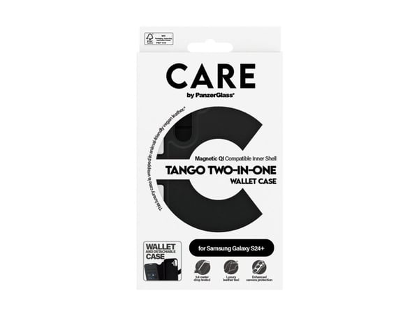 PanzerGlass CARE™ by ® Tango 2-in-1 Wallet Case w. Qi Compatible Samsung Galaxy S24+, Suojus, Samsung, Samsung - Galaxy S24 Plus, musta PanzerGlass CARE™ by ® Tango 2-in-1 Wallet Case w. Qi Compatible Samsung Galaxy S24+, Suojus, Samsung, Samsung - Galaxy S24 Plus, musta