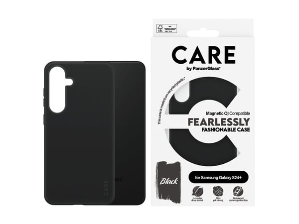 CARE by PanzerGlass - Bakdeksel til mobiltelefon - polykarbonat, gummibelegg, mikrofiber, silikon - svart - for Samsung Galaxy S24+
