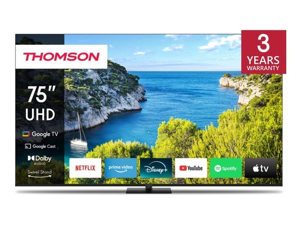 Thomson 75UG5C14 - 75" Diagonal klass LED-bakgrundsbelyst LCD-TV - Smart TV - Google TV - 4K UHD (2160p) 3840 x 2160 - HDR - Direct LED - svart