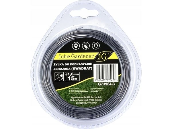 Geko tråd til kanttrimmer forsterket (kvadrat) 1,6 mm x 15 m (10/120)