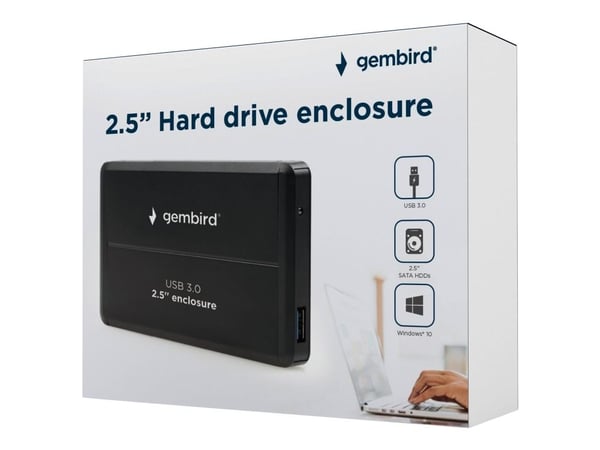 Gembird EE2-U3S-2-S, HDD-kotelo, 2.5", SATA, USB-liitettävyys, Hopea