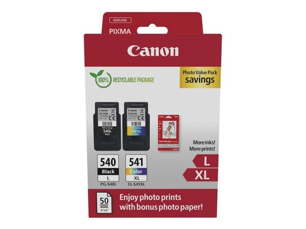 Canon PG-540L/CL-541XL Photo Value Pack - Blank - 2-pack - Høy ytelse - svart, farge (cyan, magenta, gul) - original - hengeboks - blekkbeholder / ...