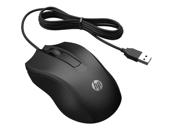 HP Wired Mouse 105, Molempikätinen, Optinen, USB A-tyyppi, 1600 DPI, musta