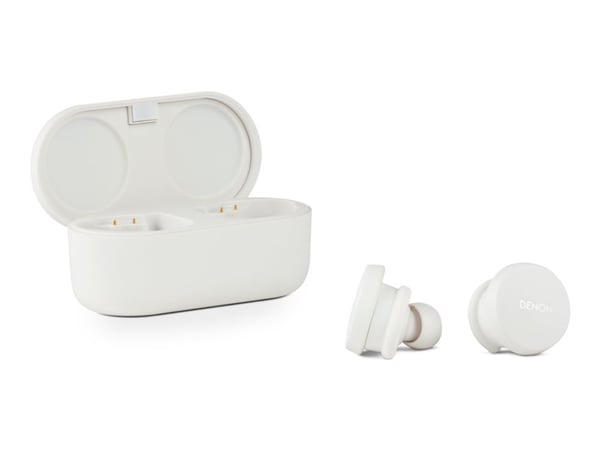 Denon PerL - True wireless-hodetelefoner med mikrofon - i øret - Bluetooth - aktiv støydemping - hvit