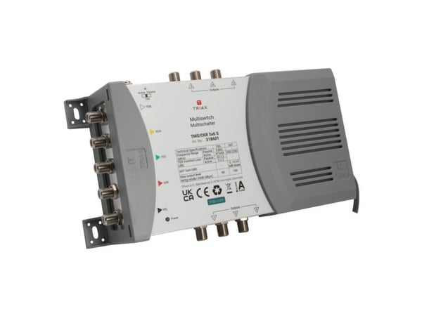 Triax 318601, 5 innganger, 6 utganger, 950 - 2200 MHz, 47 - 694 MHz, 180 - 264 V, -20 - 55 °C