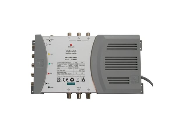 Triax 318601, 5 innganger, 6 utganger, 950 - 2200 MHz, 47 - 694 MHz, 180 - 264 V, -20 - 55 °C