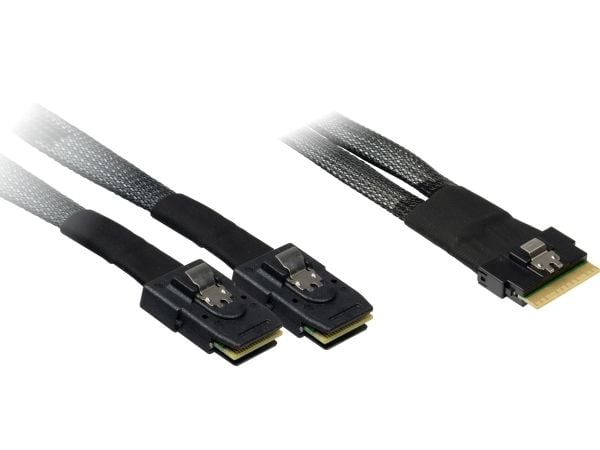 Kabel SFF 8654-8x 2xSFF 8087 0,75m