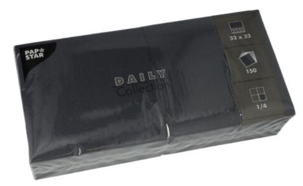 Papstar 89647, Sort, Tekstil, Firkant, 320 mm, 320 mm, 150 stk