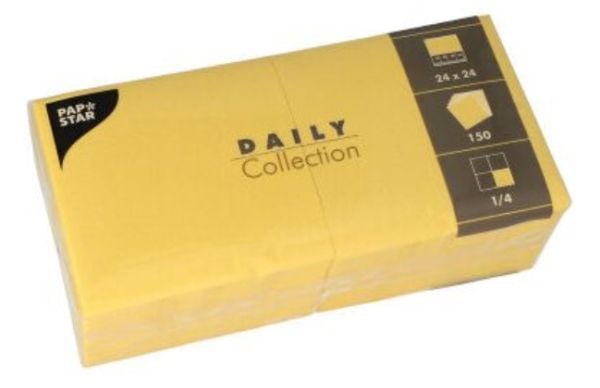 Papstar 89602, Gul, Textil, Torg, 240 mm, 240 mm, 150 styck