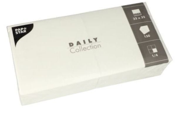 Papstar 89636, Hvit, Tekstil, firkant, 320 mm, 320 mm, 150 stykker