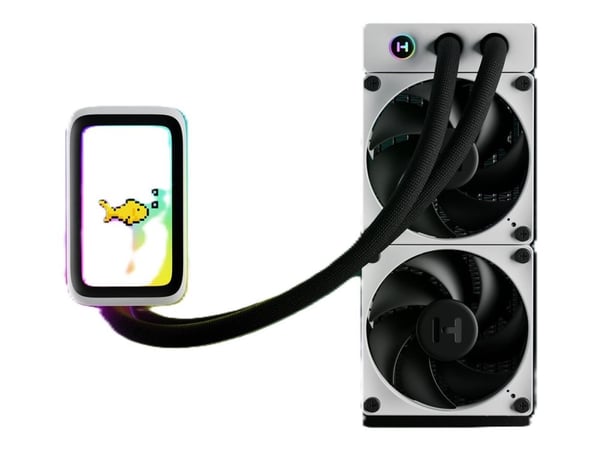 Vannkjøling Hyte THICC Q60 240mm LCD Alt-i-ett CPU Liquid Cooler - hvit/svart