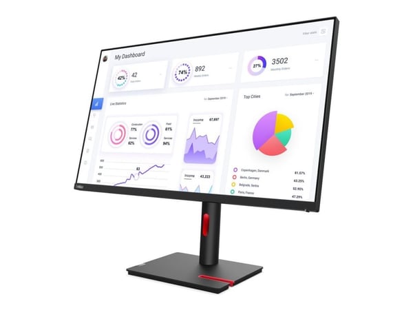 Lenovo ThinkVision T32p-30 - LED-skjerm - 31.5" - 3840 x 2160 4K - IPS - 350 cd/m² - 1000:1 - HDR10 - 4 ms - HDMI, DisplayPort, USB-C - ravnsort