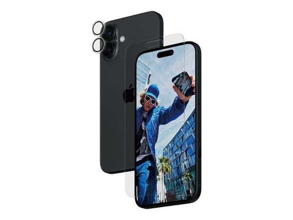 PanzerGlass - 2-i-1 beskyttelse - skjerm- / linsebeskytterkit for mobiltelefon - glass - for Apple iPhone 16 Plus