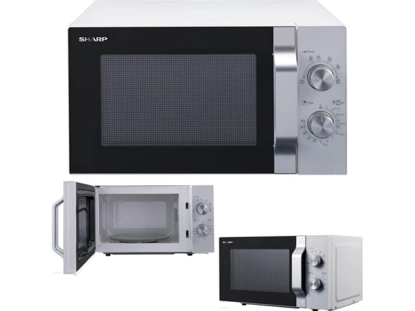 Sharp R204WA, Pöytämalli, Solo-mikroaaltouuni, 20 L, 800 W, Rotaatio, Hopea, Valkoinen