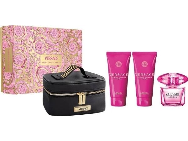 Versace Bright Crystal Absolu gaveeske for kvinner: parfyme 90 ml + bodylotion 100 ml + dusjgel 100 ml + etui