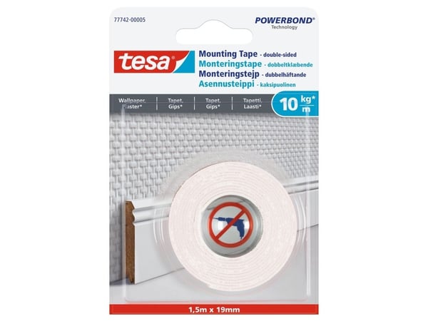 Tesa Tape Double-Side 1.5Mx19mm For Wallpaper