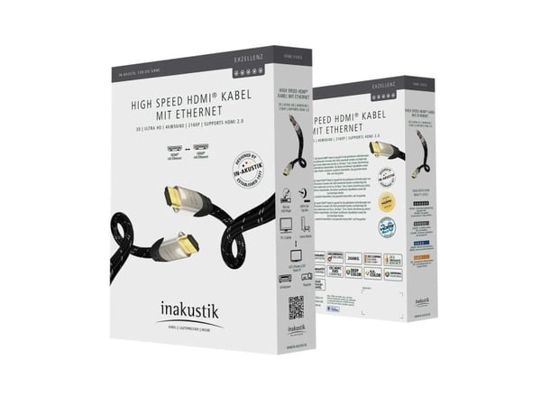 in-akustik Excellence - High Speed - HDMI-kabel - HDMI hann til HDMI hann - 3 m - skjermet - svart, sølv - solid, 4K-støtte
