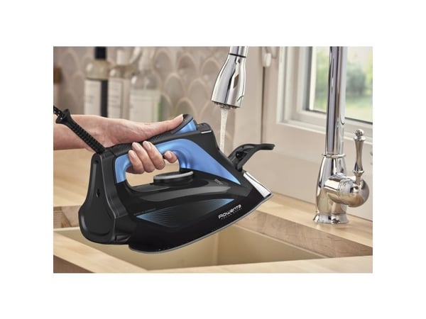 Rowenta DW5310, Dampstrykejern, Microsteam 400 HD Laser strykesål, 1,9 m, 180 g/min, Svart, Blå, 45 g/min