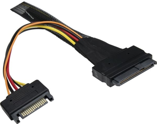 Inter-Tech - SAS intern kabel - SAS 32Gbit/s - OCuLink (SFF-8611) til SATA-strøm, U.2 (SFF-8639) - 75 cm