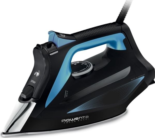 Rowenta DW5310, Dampstrykejern, Microsteam 400 HD Laser strykesål, 1,9 m, 180 g/min, Svart, Blå, 45 g/min