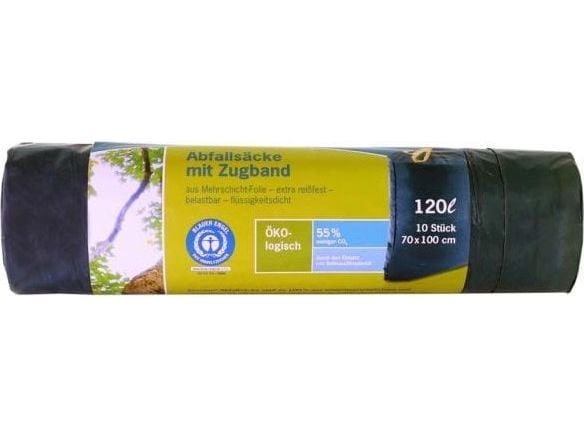 1x10 Secolan Duty Heavy Garbage Bags, drawstring 120 l grey/sw