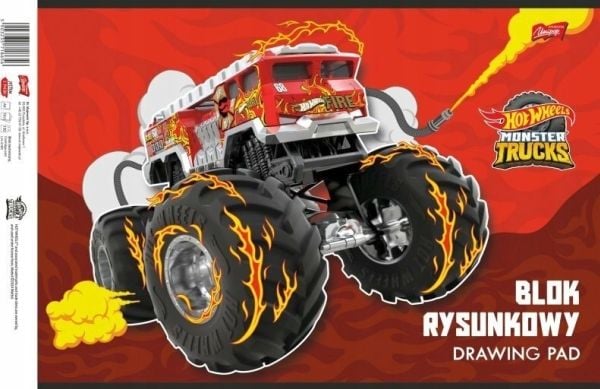 St. Majewski pennal/tegneblokk - tegneblokk A4 - 20k - Hot Wheels - p10 (pris per stk.) - hvit