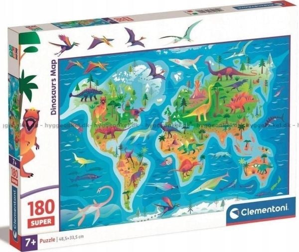 Clementoni Puslespil Super - Dinosaurs Map, 180 brikker