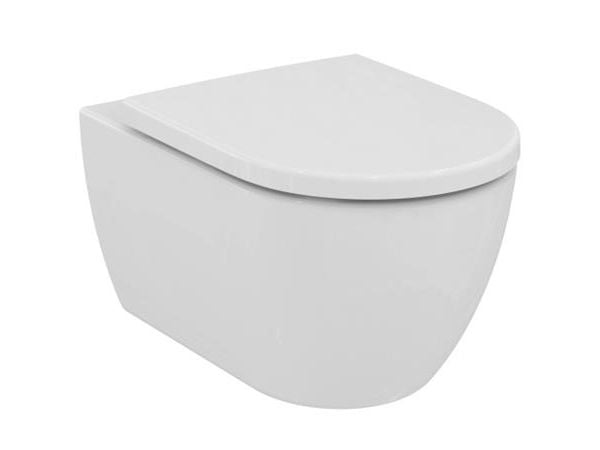 IDEAL STANDARD ELLISSE | Væghængt toilet Sampak 365x545x390 mm i hvid, Horisontalt udløb | Rimless, Soft close sæde