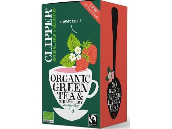 Clipper grönt te med jordgubb Fairtrade ekologiskt 40 g (20 x 2 g)