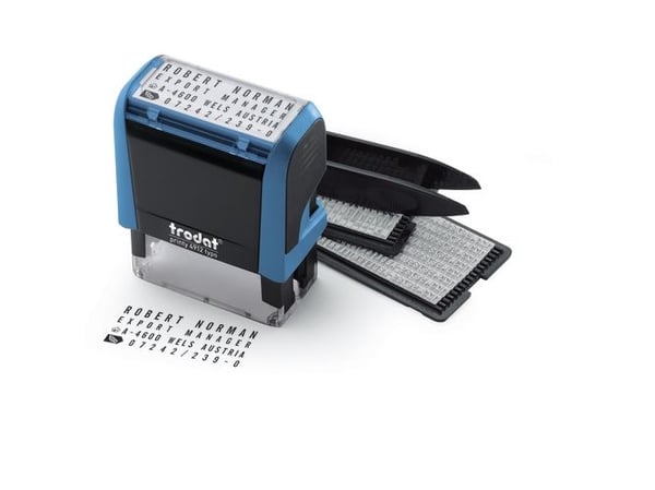 Trodat 4913/SS, Blekkgjør seg selv, Egendefinert stempel, Plast, 57 x 21 mm, Sort, Blå, Sort