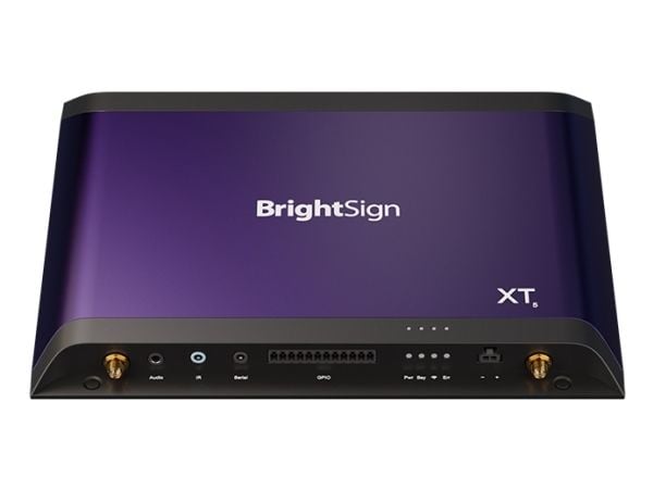 BrightSign XT1145, musta, Purppura, AV1, AVI, H.264, H.265, HEVC, M-JPEG, M2P, MJPG, MKV, MOV, MP4, MPEG, MPEG1, MPEG2, MPG, PS, TS,..., BMP, JPEG,...