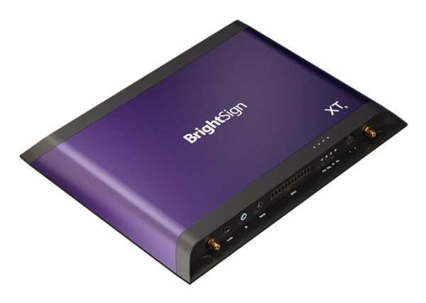 BrightSign XT1145, musta, Purppura, AV1, AVI, H.264, H.265, HEVC, M-JPEG, M2P, MJPG, MKV, MOV, MP4, MPEG, MPEG1, MPEG2, MPG, PS, TS,..., BMP, JPEG,...