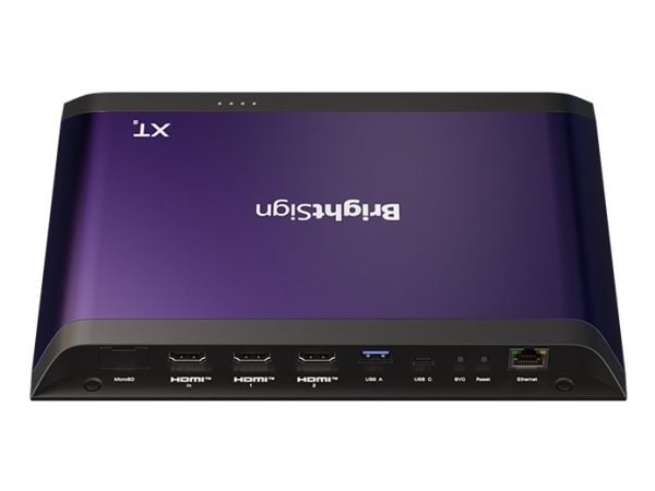 BrightSign XT1145, musta, Purppura, AV1, AVI, H.264, H.265, HEVC, M-JPEG, M2P, MJPG, MKV, MOV, MP4, MPEG, MPEG1, MPEG2, MPG, PS, TS,..., BMP, JPEG,...