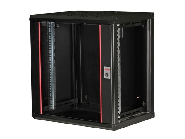 ROLINE 26.21.0174, Veggmonterbar hylle, 12U, Nøkkellås, Rack skinner, 22,5 kg, Sort