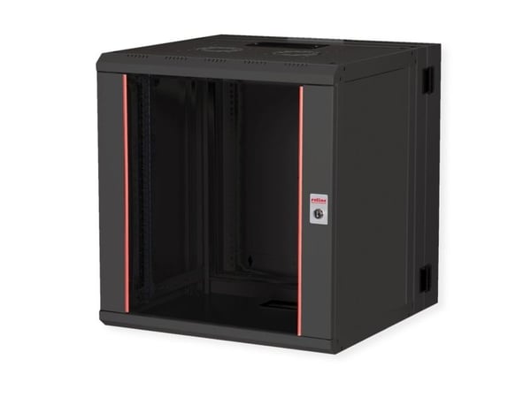 ROLINE 26.21.0182, Veggmonterbar hylle, 12U, 50 kg, Nøkkellås, Rack skinner, 34,9 kg