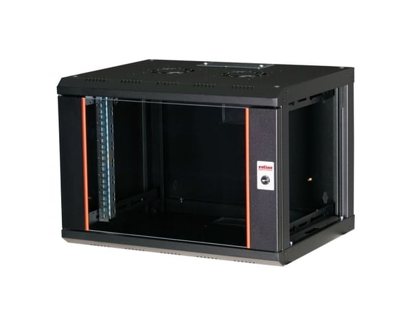 ROLINE 26.21.0170, Veggmonterbar hylle, 7U, Nøkkellås, Rack skinner, 14,5 kg, Sort