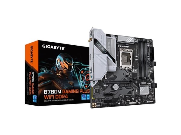 GIGABYTE B760M GAMING PLUS WIFI DDR4, Intel, LGA 1700, Intel® Celeron®, Intel Core i3 12. generasjon, Intel Core i3 13. generasjon, Intel Core i3 1...