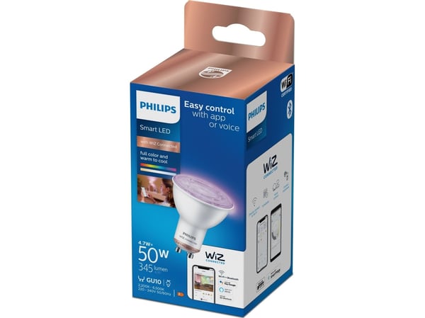 Philips Spot 50 W PAR16 GU10, Wi-Fi/Bluetooth, Wi-Fi 4 (802.11n), 802.11b, 802.11g, LED, GU10, PAR16, Multi
