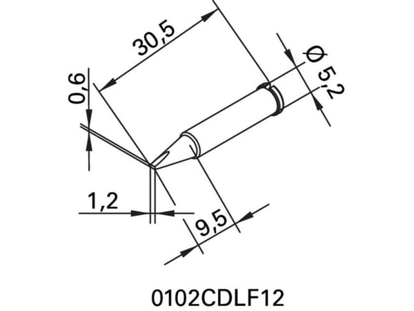 Spiss ERSADUR, 1,2 mm/0,047 tommer, til loddebolt ERSA
